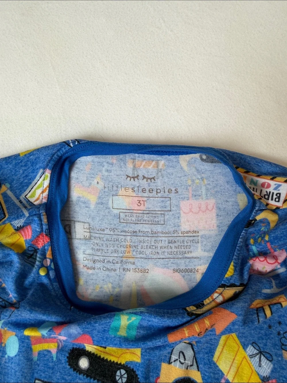 Little Sleepies Birthday Construction Pajamas Size 3T